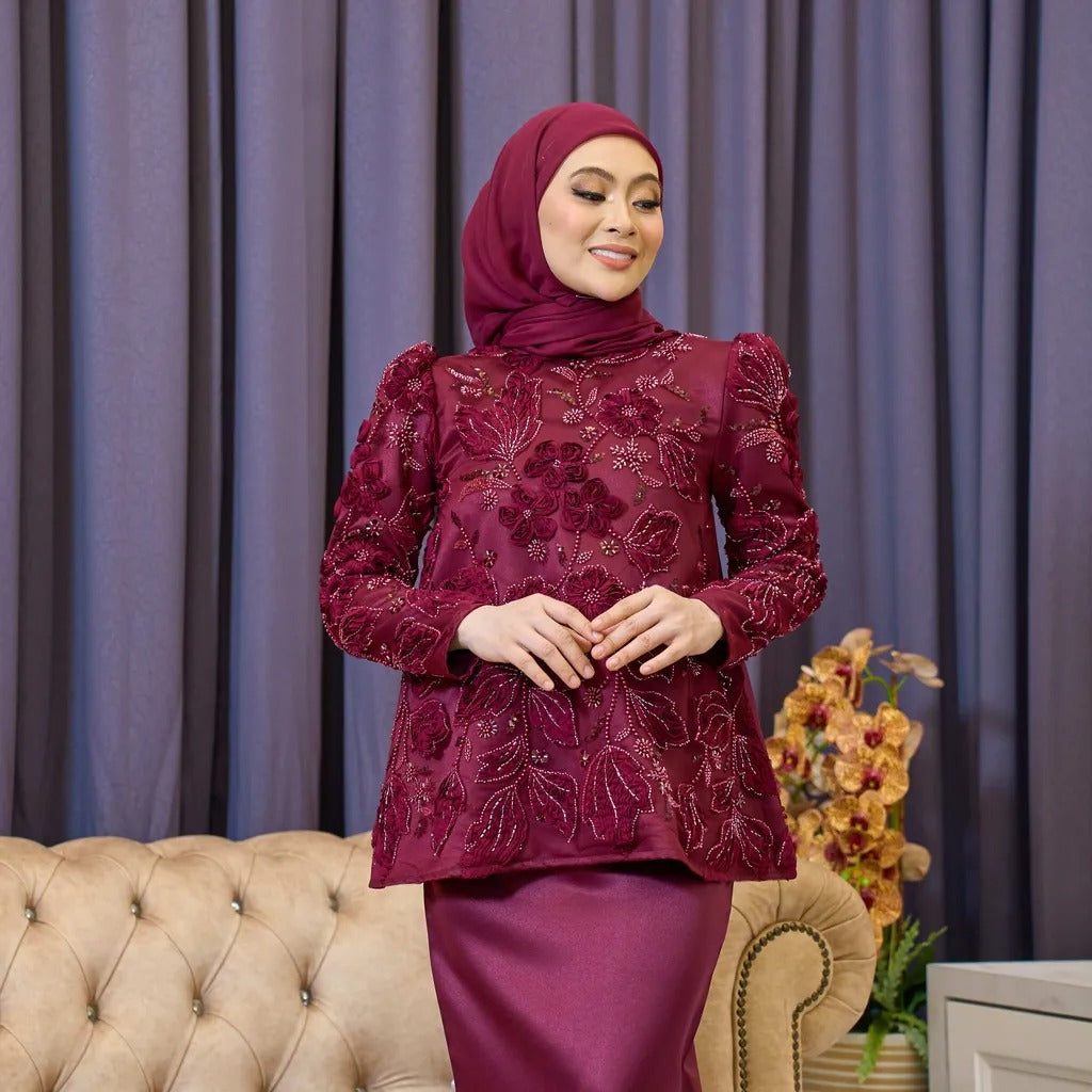 ISABELLE DOLL KURUNG - BURGUNDY