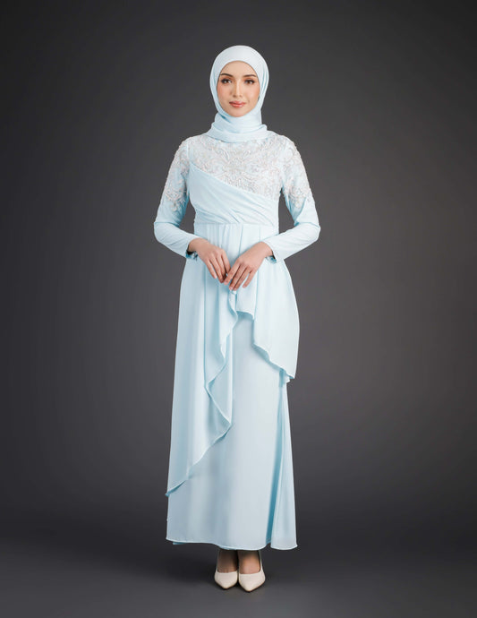 HAFEEYA DRESS - AQUA BLUE (Pre Order)