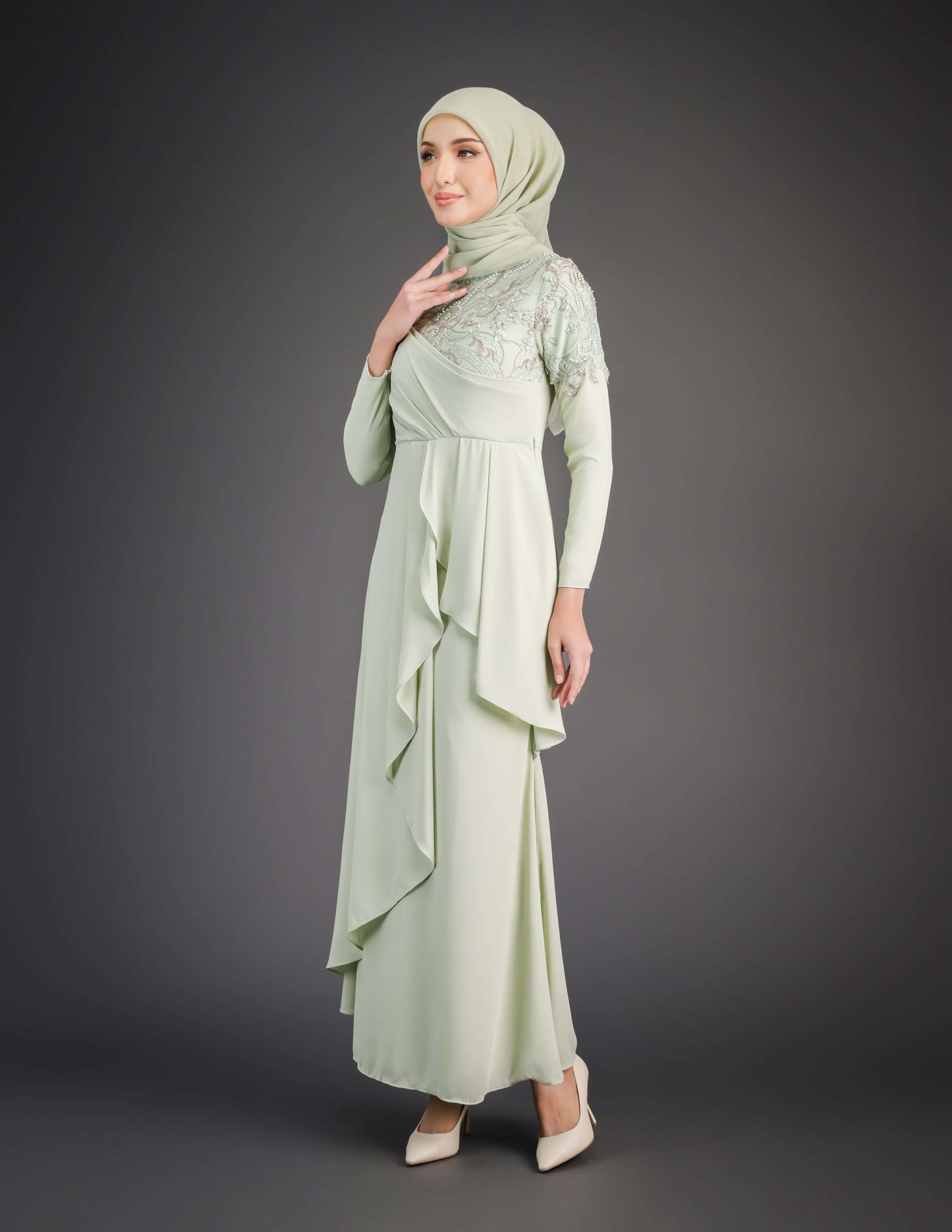 HAFEEYA DRESS - GREEN TEA